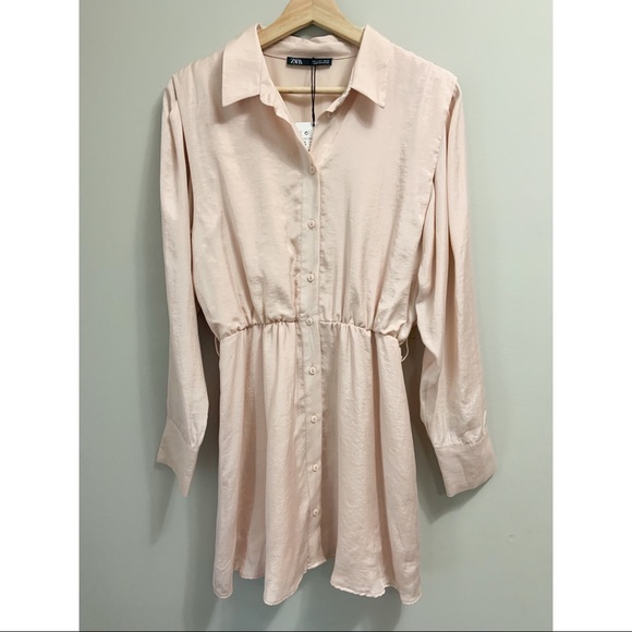 NWT Zara Pink Long Sleeve Dress Size Small - Picture 3 of 5